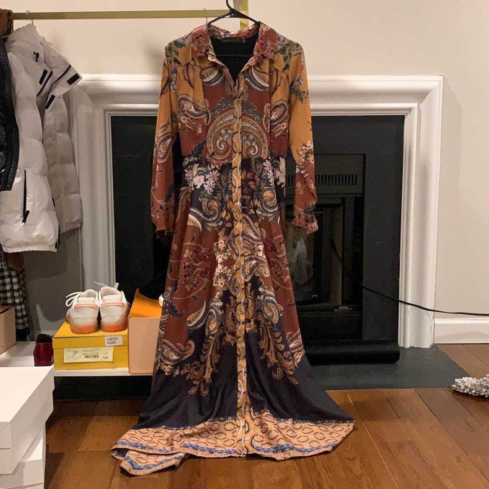 Annahhariri Printed Belted Maxi dress